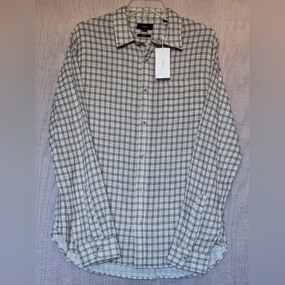 NWT Vince. Desertside Plaid Double Face Long Sleeve Shirt Size Medium - Picture 2 of 9